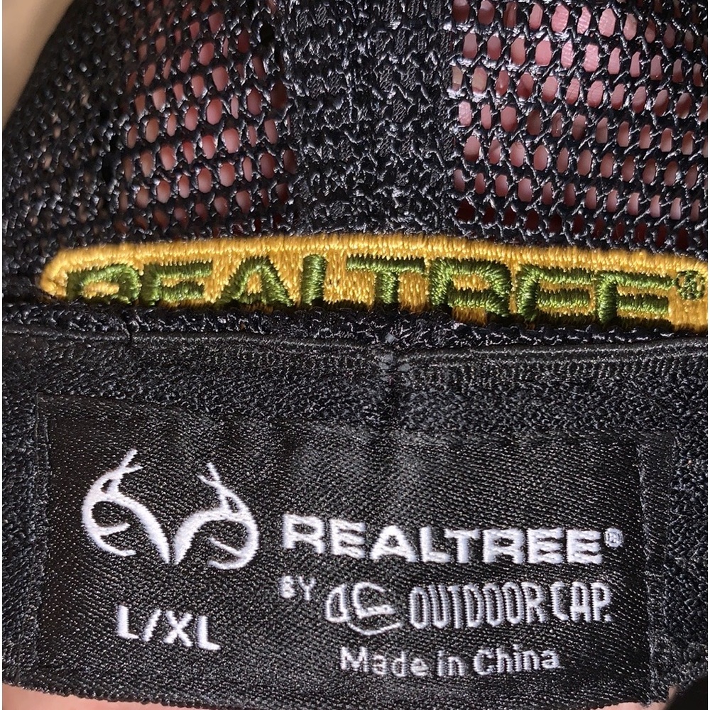 REALTREE camouflage hat with gold antlers on front mesh back elastic band L/XL - Picture 6 of 8